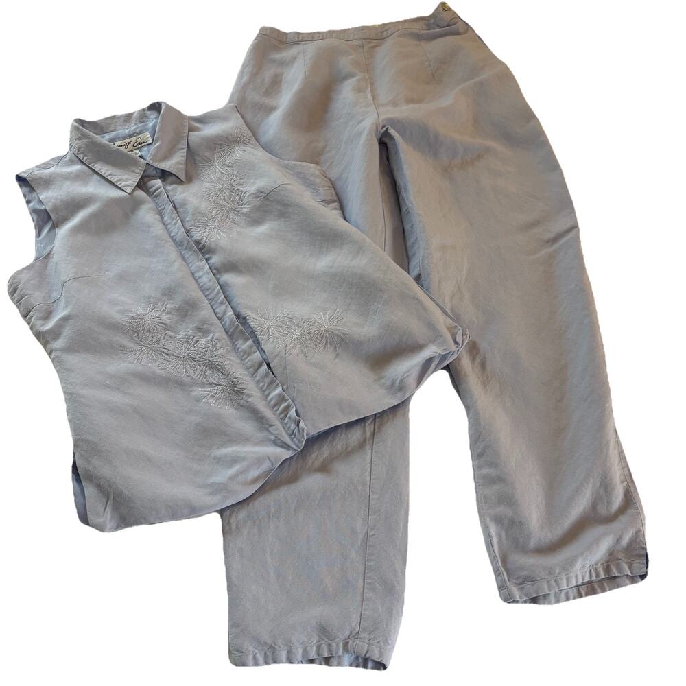 Vtg Jennifer Eden Light Blue 2 Piece Set Top & Trouser Set Tag 14 Fits 10 *Read*